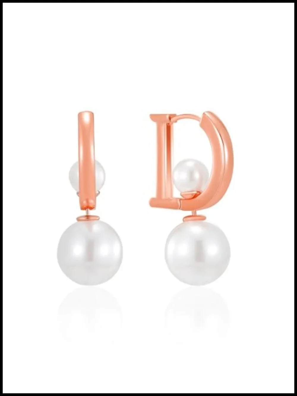 Huggie Hoop Earrings for Women 18K Gold Plated Brass Pearl D-Shape Drop Earrings